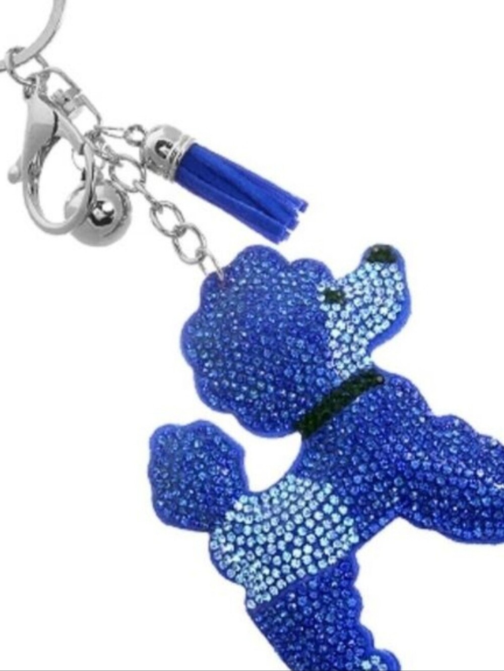 Blue Poodle Keychain Cute Puppy Dog Metal Purse Charm Bag Accessory Gift
